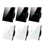 UE Tactile Commutateur AC100-240V Led Rétro-Éclairage Panneau Guatemala Clip Verre Mur Lumière michaSwitches 1/2/3 Gang Interruttore