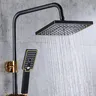 Colonne douche murale noire mate dorée tête pluie carrée… – vue 3