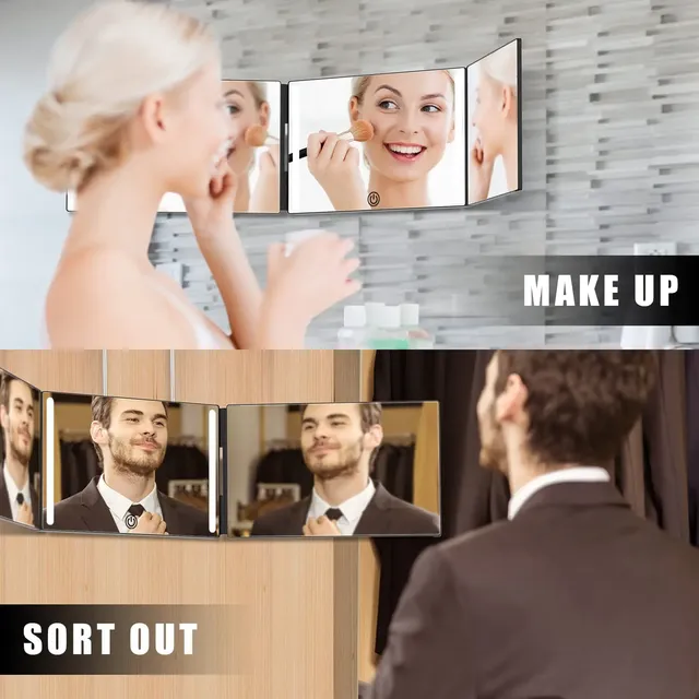 Miroir 3 voies pour la coupe de cheveux avec lumières – vue 4