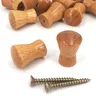 Mini bouton bois hêtre verni forme champignon surface… – vue 1