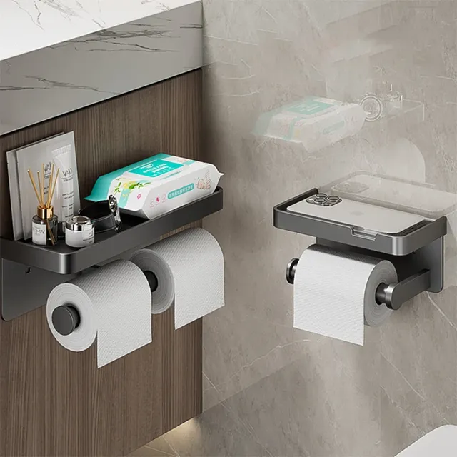 Support mural double porte rouleau papier toilette… – vue 3