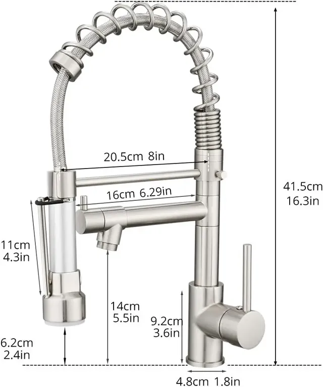 Robinet d'évier de cuisine avec pulvérisateur extractible – vue 6