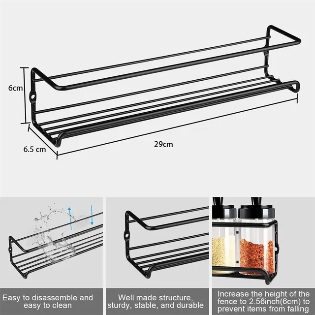 Paquet de 4 étagères à épices murales en acier inoxydable – vue 5