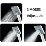 Pommeau de douche à effet de pluie, haute pression, 3 modes, buse en Silicone, grande sortie d&rsquo;eau, douche pour accessoires de salle de bains, fourniture