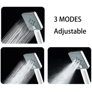 Pommeau de douche à effet de pluie, haute pression, 3 modes, buse en Silicone, grande sortie d&rsquo;eau, douche pour accessoires de salle de bains, fourniture