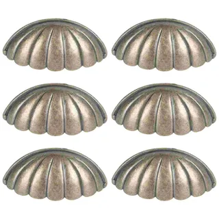 Lot six poignées coquille demi lune cannelées alliage zinc bronze…
