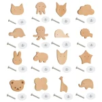 Bouton d&rsquo;armoire en bois fonctionnel avec poignée traction d&rsquo;armoire à tiroir en bois en forme d&rsquo;animal