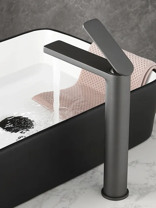 Salle de bains blanc/gris Bronze laiton massif lavabo de… – vue 6