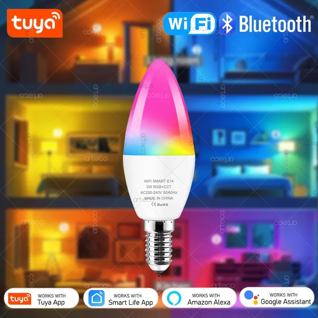 Ampoule Led bougie lampe intelligente E14 TUYA Bluetooth…