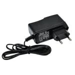 adaptateur secteur mural courant alternatif continu compact plastique noir mat boitier rectangulaire prise européenne deux broches câble fixe connecteur cylindrique