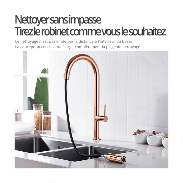 Robinet de cuisine en or brossé – vue 4