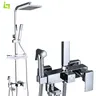 Ensemble de robinets de douche chromés argent pluie – vue 2