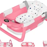 Baignoire pliable pour bébé, baignoire Portable de voyage pour tout-petits, centre de bain pour nouveau-né et tout-petit, baignoire de douche avec détection de température
