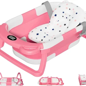 Baignoire pliable pour bébé, baignoire Portable de voyage pour tout-petits, centre de bain pour nouveau-né et tout-petit, baignoire de douche avec détection de température