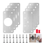 Kit de plaque de réparation de charnière d&rsquo;armoire, plaque de montage de charnière de porte en acier inoxydable avec trous pour la maison, la cuisine, les meubles Chi Board, 8 pièces, 2 pièces