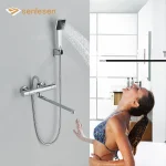 Senlesen – robinet mitigeur thermostatique de baignoire, salle de bains, rotation à 360 °, Long bec de sortie, douche murale avec douchette ABS