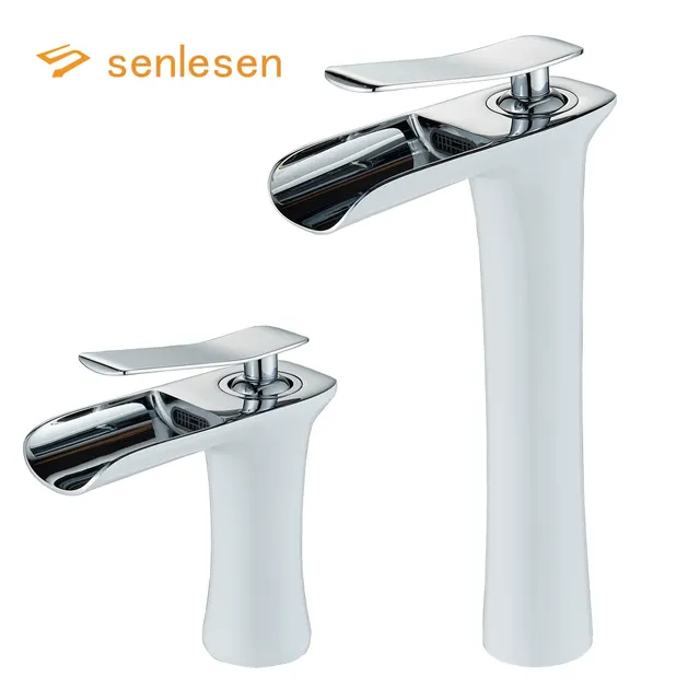 Senlesen robinet de lavabo de salle de bains chromé blanc – vue 2
