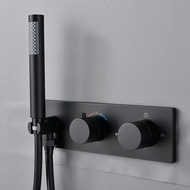 Ensemble douche or brossé thermostatique mural encastré… – vue 4
