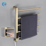 Salle de bain or brossé chauffe-serviettes température contrôle du temps électrique porte-serviettes chauffant en acier inoxydable porte-serviettes électrique