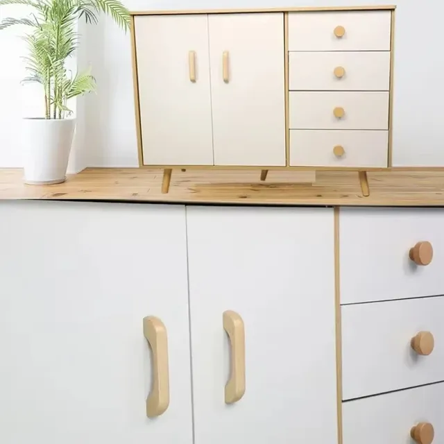Porte d'armoire poignée en bois porte d'armoire en forme… – vue 3