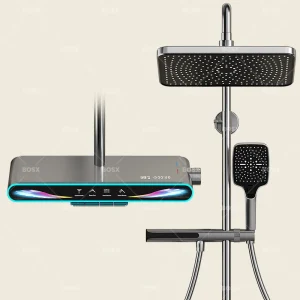 Ensemble de douche à affichage numérique intelligent, système de douche à effet pluie, ensemble complet, buse de bain booster