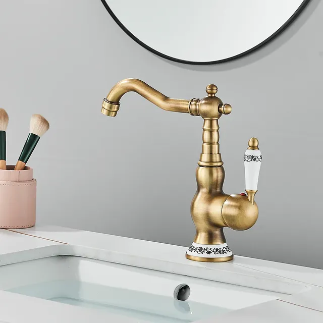 Robinet de salle de bains en laiton Antique – vue 3