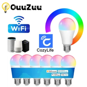 Ampoule connectée WiFi 15W CozyLife APP E27, 8 pièces, lampe intelligente, fonctionne avec Alexa Google Home Yandex Alice 85-265V RGBCW, minuterie réglable Ampoule connectée WiFi 15W CozyLife APP E27, 8 pièces, lampe intelligente, fonctionne avec Alexa Google Home Yandex Alice 85-265V RGBCW, minuterie réglable