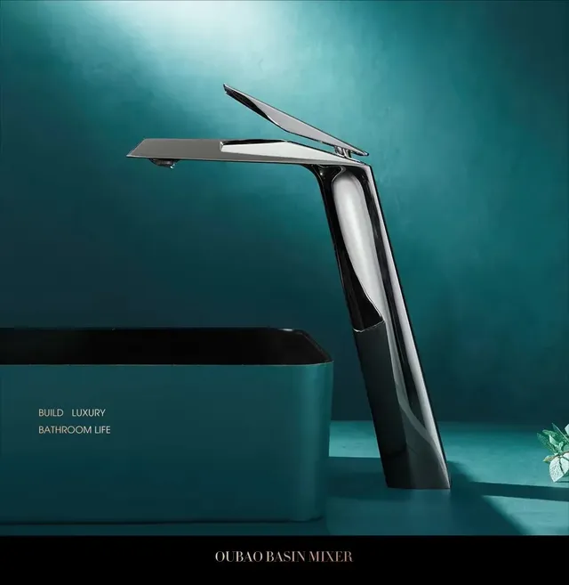 Robinet lavabo laiton massif brossé doré PVD monotrou… – vue 7
