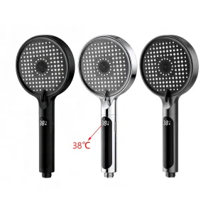 Pommeau de douche numérique LED moderne, haute pression, salle de bain, portable pour système de douche, accessoires de pressurisation, 4 Modes de douche de pluie Tête de douche pressurisée par Portable économiseur d&rsquo;e
