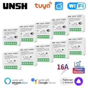 Commutateur intelligent WiFi Tuya 16A, avec moniteur d’alimentation, contrôle bidirectionnel, Mini disjoncteur intelligent, contrôle de la vie Via Alexa Google Home Commutateur intelligent WiFi Tuya 16A, avec moniteur d’alimentation, contrôle bidirectionnel, Mini disjoncteur intelligent, contrôle de la vie Via Alexa Google Home