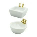 Lavabo l&rsquo;inventaire en céramique pour enfants, échelle 1:12, jouet de simulation, mini évier, cadeaux pour enfants, accessoire de décoration de maison de courses