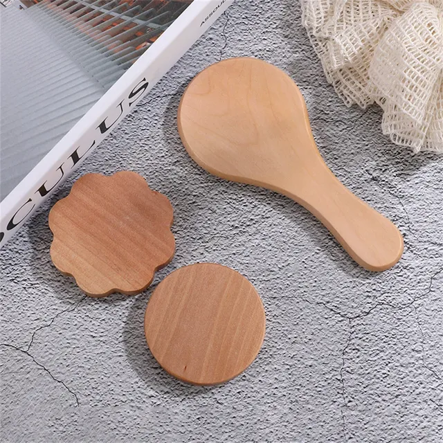 Miroir main poignée ergonomique bois naturel verni… – vue 2