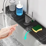 Protection contre les éclaboussures pour évier de cuisine [5 ° Drainage rapide en pente] Tapis de drainage en silicone pour tapis de robinet d&rsquo;évier de cuisine