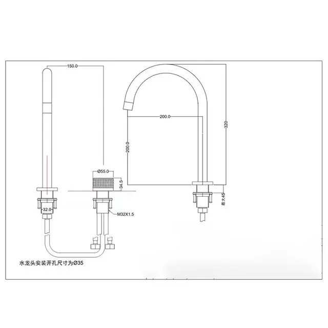 Robinet de lavabo en or brossé – vue 7