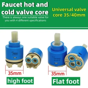Cartouche de robinet universelle en céramique, noyau de mitigeur chaud-froid 35/40mm, pied plat/haut