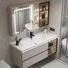 Meuble vanité lavabo suspendu blanc laqué vasque… – vue 2