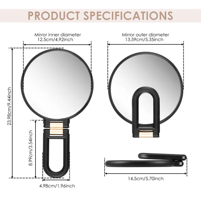 Miroir à main grossissant pliable avec poignée – vue 2