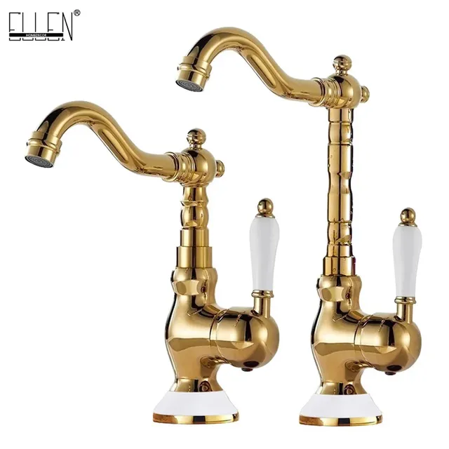 Robinet de lavabo de salle de bains en laiton doré – vue 2