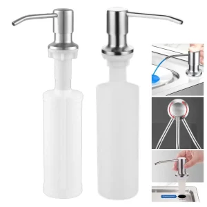 Distributeur de savon en acier inoxydable 350/500ml, polyvalent, antirouille, pompe distributrice intégrée, liquide de plat pour accessoires d’évier de cuisine Distributeur de savon en acier inoxydable 350/500ml, polyvalent, antirouille, pompe distributrice intégrée, liquide de plat pour accessoires d’évier de cuisine