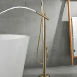 Support de sol en or brossé, robinet de baignoire, brosse, support de baignoire doré, mitigeur de douche, douche en laiton, robinet de support de baignoire au sol doré