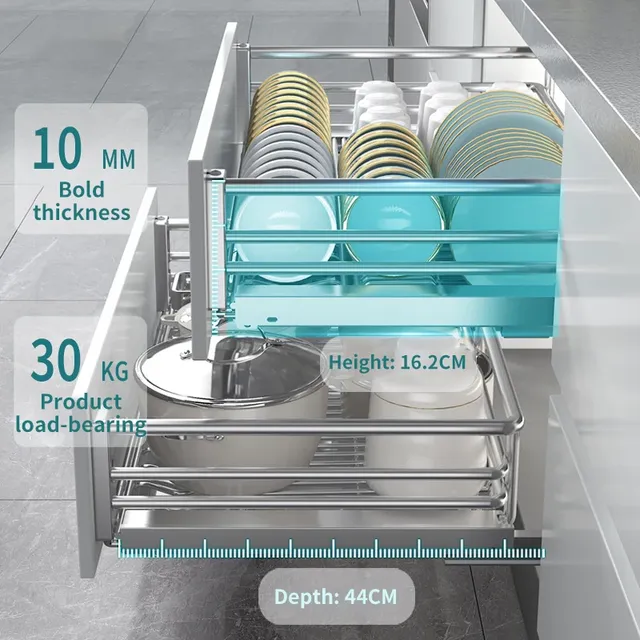 Kitchen Stainless Steel Storage Rack Slide Rails Cabinet… – vue 4