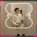 Miroir d&rsquo;accent Led Design de luxe nordique salon économiser de l&rsquo;espace miroir de vanité mignon Vintage Espejo Adhesivo Pared décoration de chambre