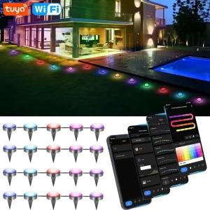 Guirxiété lumineuse LED RVB à commande vocale, USB, Tuya, Wifi, 10m, 20 ampoules, document magique, extérieur, sol, jardin, pelouse, décoration de Noël