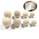Boutons boule de bois-boutons de meubles ronds en bois naturel pour armoire, commode, armoire, placard, cuisine, poignées et poignées de porte