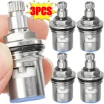 cartouche remplacement robinet acier inoxydable tige cannelée compatibilité universelle cylindre chromé base bleue joints étanchéité lot trois pièces
