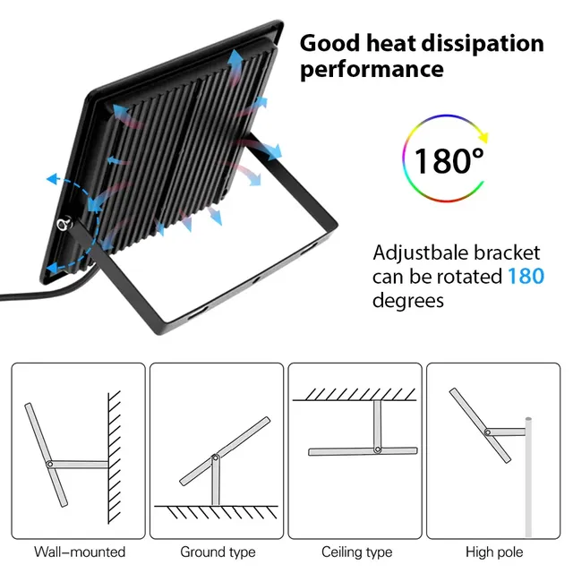 RGB projecteur extérieur LED réflecteur AC220V… – vue 5