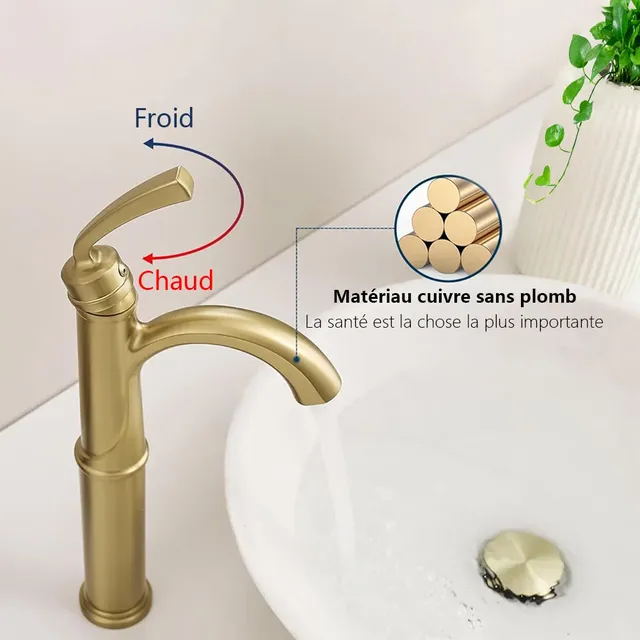 Robinets de lavabo en or brossé – vue 5