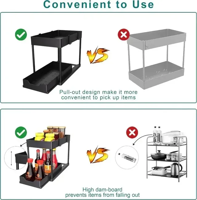 Organisateur sous évier modulable double couche tiroirs… – vue 4