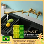 Mélangeur de cuisine mural, robinet de remplissage de Pot, bec pivotant en laiton massif, eau chaude et froide avec double poignée