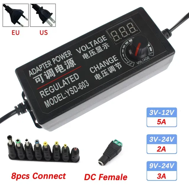 Adaptateur d'alimentation réglable AC à DC 3V 12V 3V 24V…